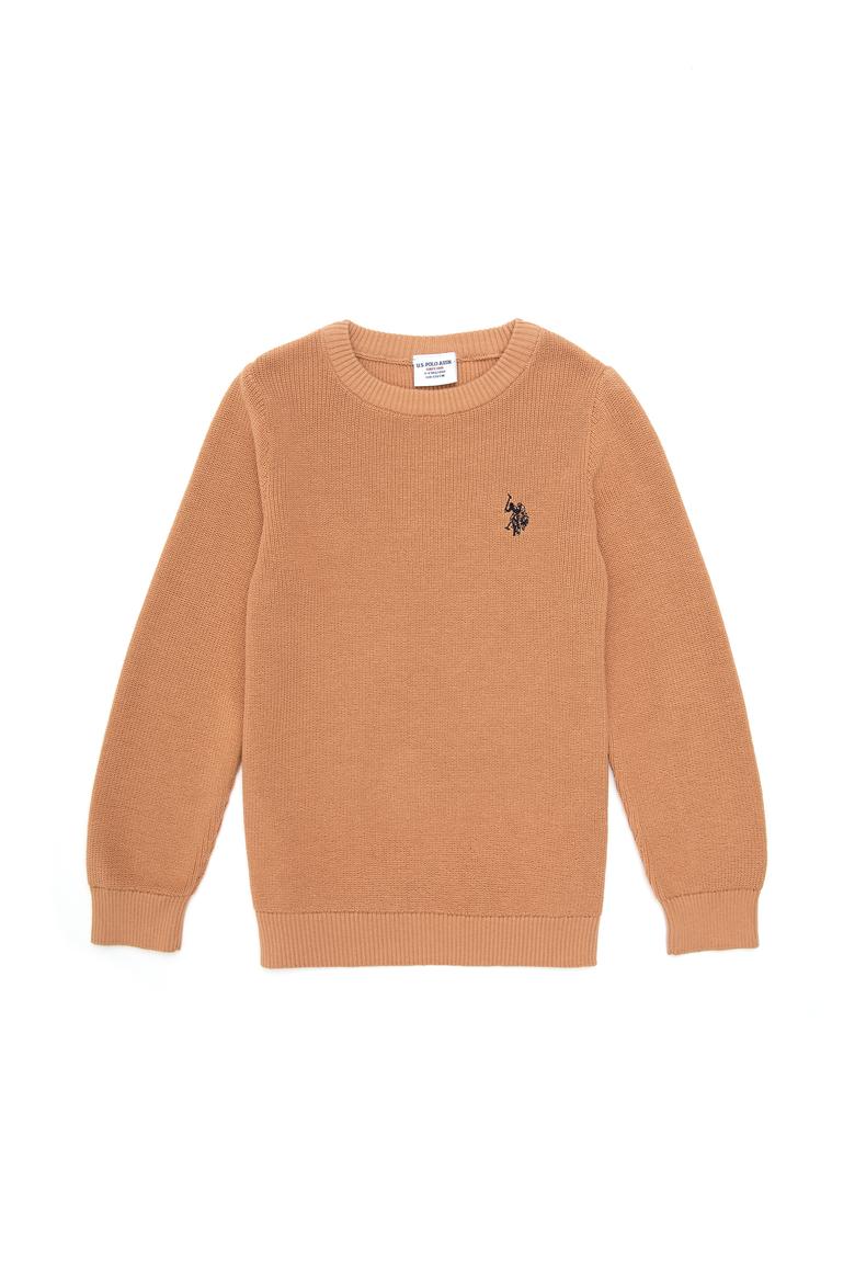 Kız Çocuk Camel Bisiklet Yaka Basic Kazak - 50293601028