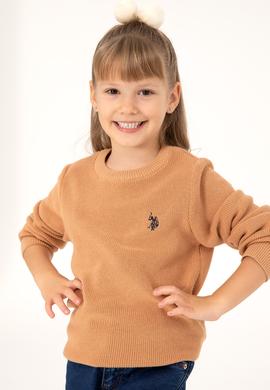 Kız Çocuk Camel Bisiklet Yaka Basic Kazak - 50293601028