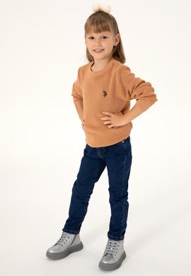 Kız Çocuk Camel Bisiklet Yaka Basic Kazak - 50293601028