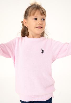 Kız Çocuk Pembe Bisiklet Yaka Basic Kazak - 50293601018