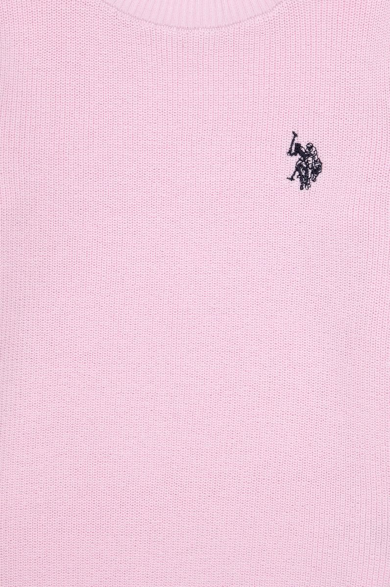 Kız Çocuk Pembe Bisiklet Yaka Basic Kazak