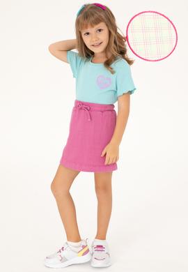 Kız Çocuk Su Yeşili Bisiklet Yaka Basic Tişört - 50294747018