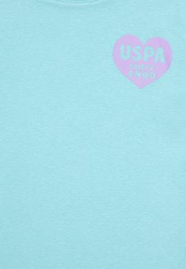 Kız Çocuk Su Yeşili Bisiklet Yaka Basic Tişört - 50294747018