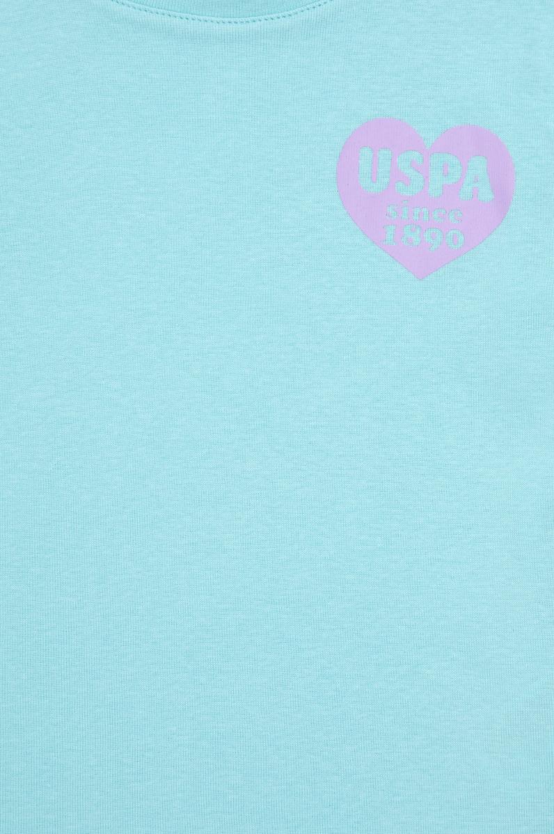 Kız Çocuk Su Yeşili Bisiklet Yaka Basic Tişört