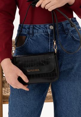 Kadın Siyah Kroko Çapraz Çanta - 50300275001