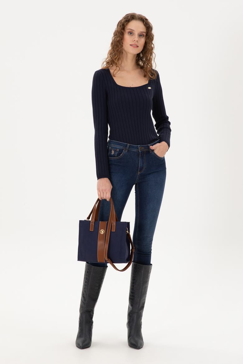 Kadın Lacivert Kanvas Kol Çantası
