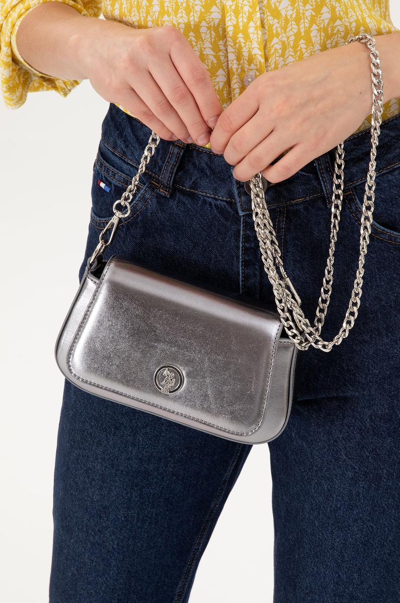 Kadın Gümüş Parlak Abiye Çanta