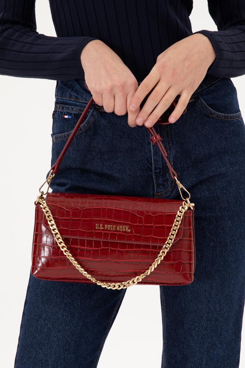 Kadın Bordo Kroko Çapraz Çanta - 50300343002