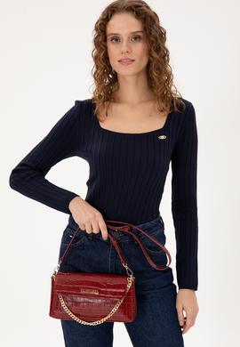 Kadın Bordo Kroko Çapraz Çanta - 50300343002