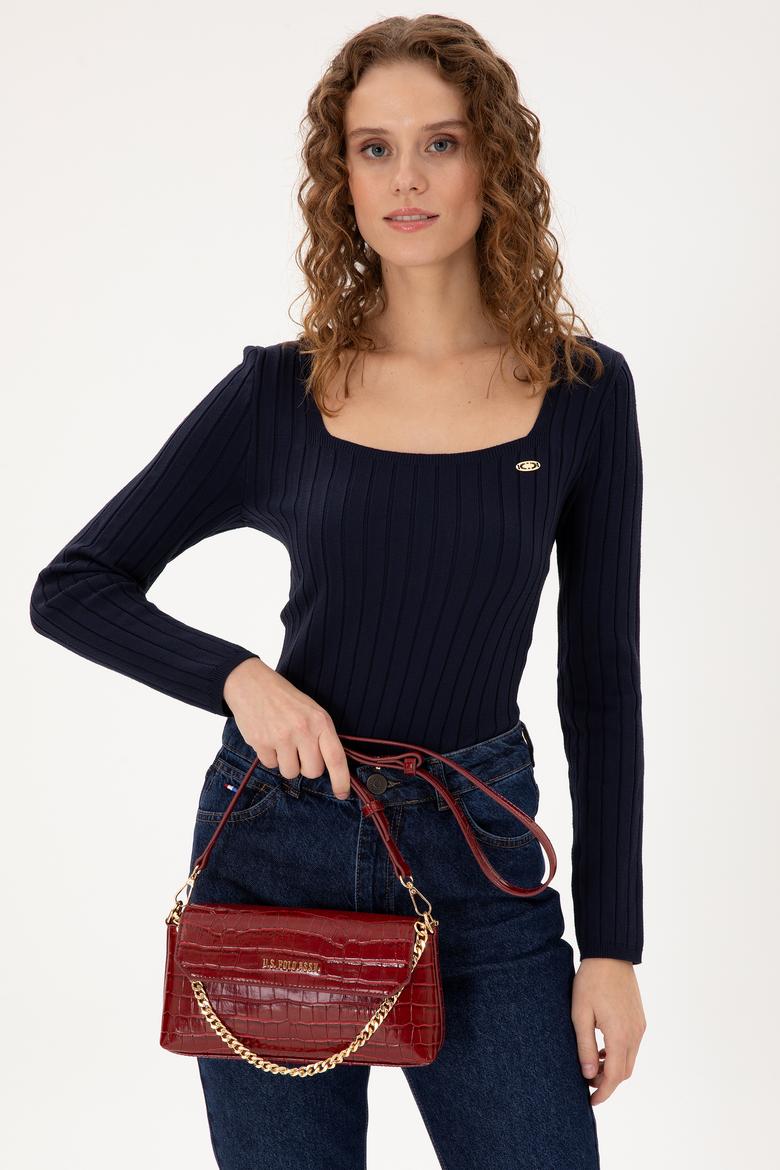 Kadın Bordo Kroko Çapraz Çanta