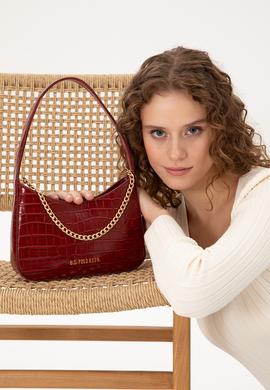 Kadın Bordo Kroko Kol Çantası - 50300342002