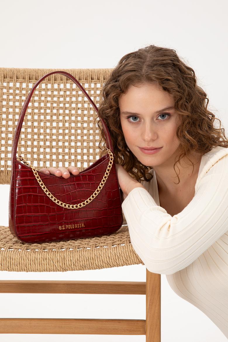 Kadın Bordo Kroko Kol Çantası