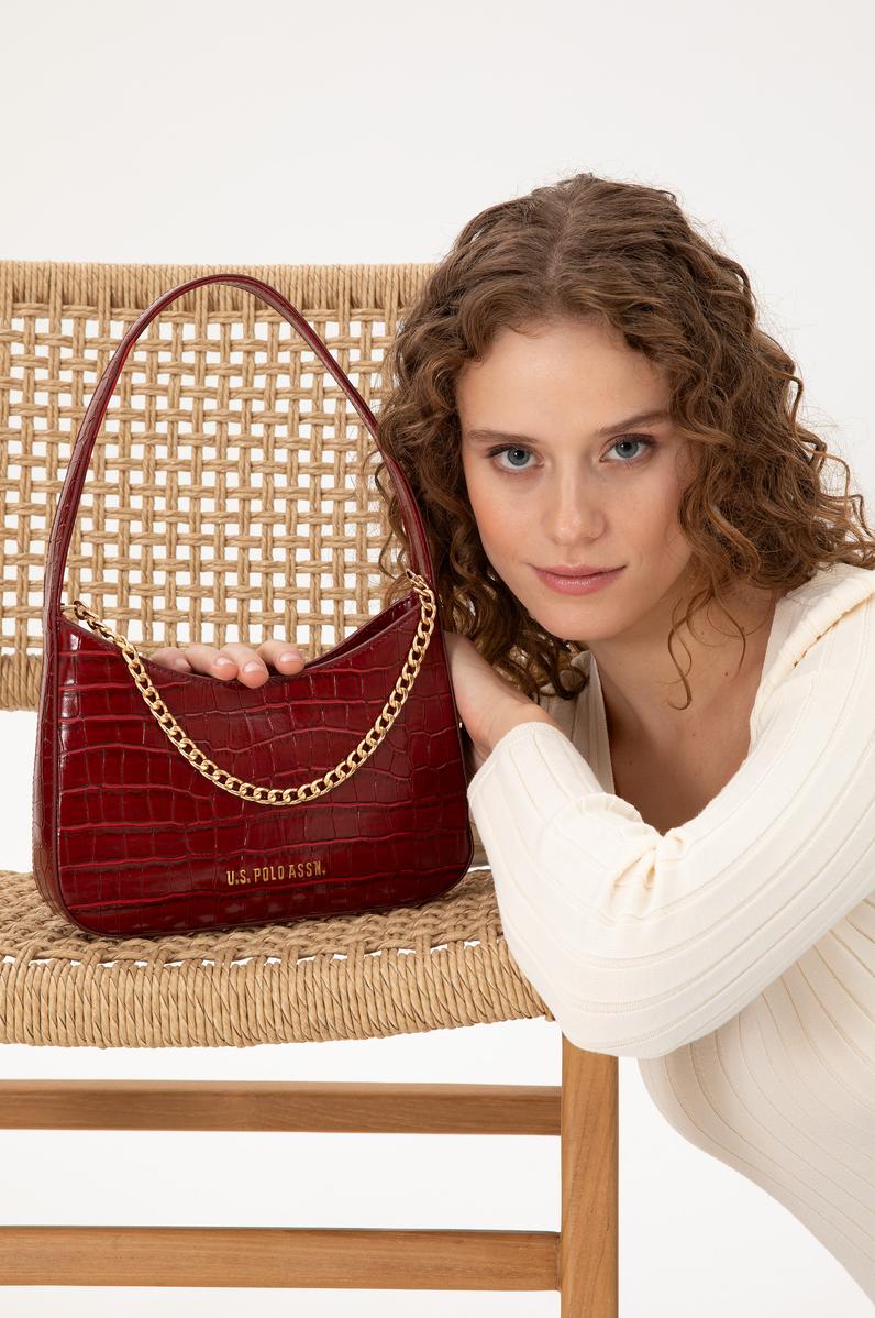 Kadın Bordo Kroko Kol Çantası