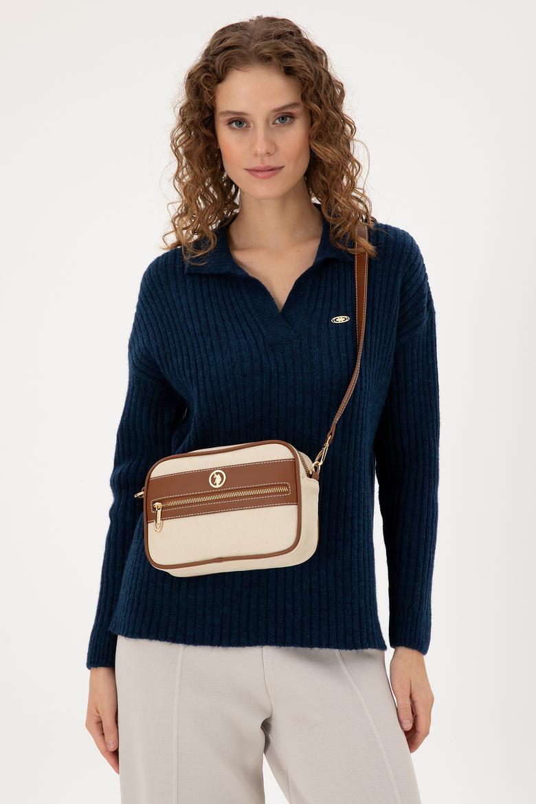 Kadın Krem Kanvas Çapraz Çanta