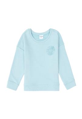 Kız Çocuk Su Yeşili Bisiklet Yaka Basic Sweatshirt - 50296391053