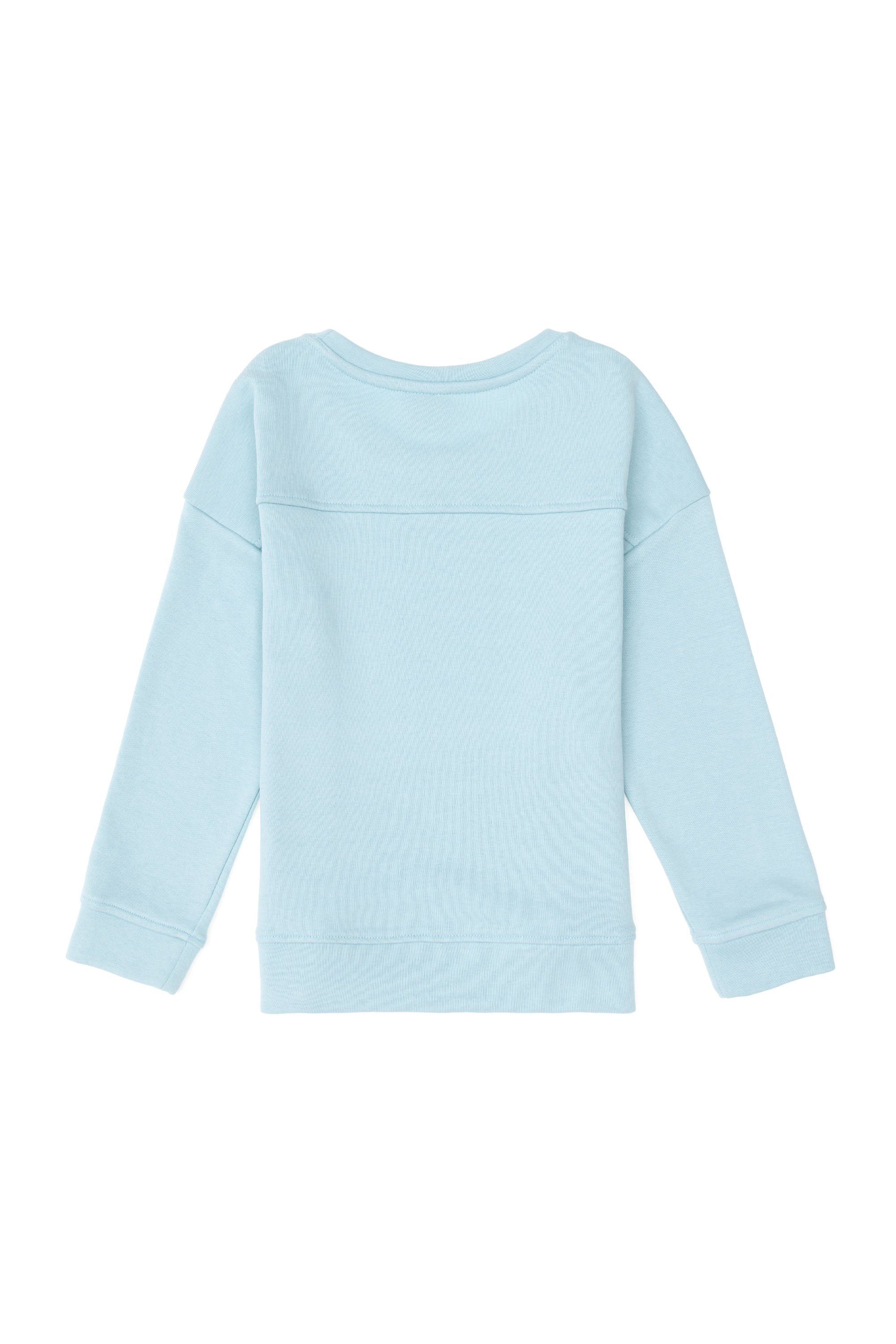 Kız Çocuk Su Yeşili Bisiklet Yaka Basic Sweatshirt - Image 4