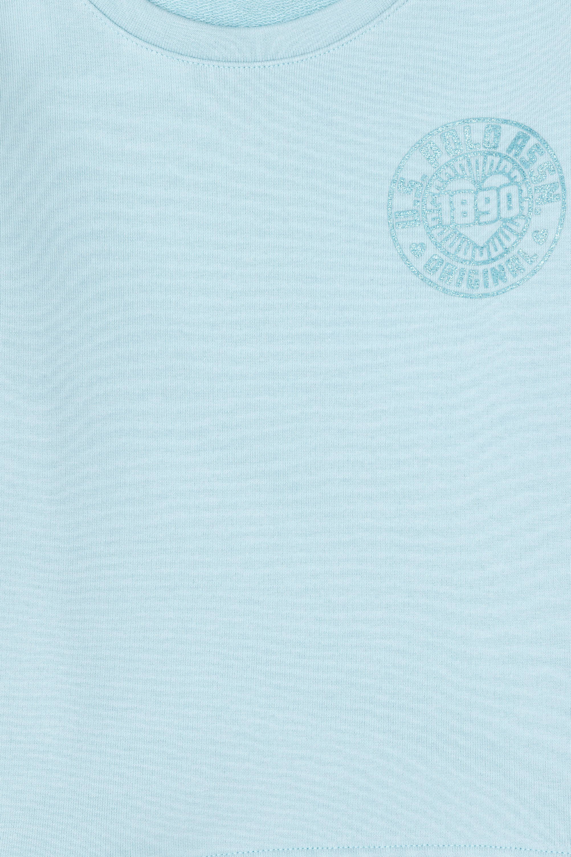 Kız Çocuk Su Yeşili Bisiklet Yaka Basic Sweatshirt - Image 5