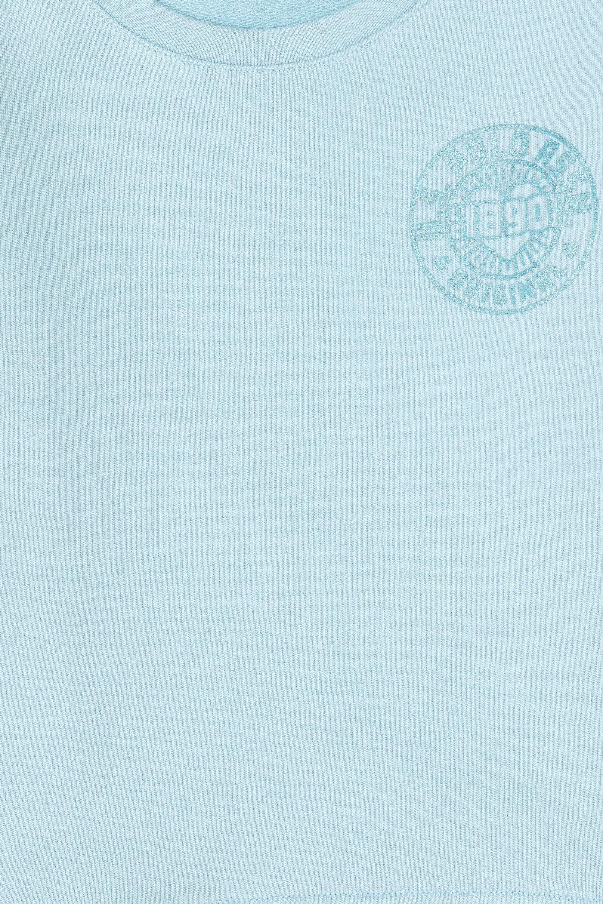 Kız Çocuk Su Yeşili Bisiklet Yaka Basic Sweatshirt