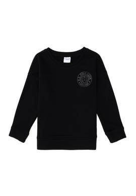 Kız Çocuk Siyah Bisiklet Yaka Basic Sweatshirt - 50296391063