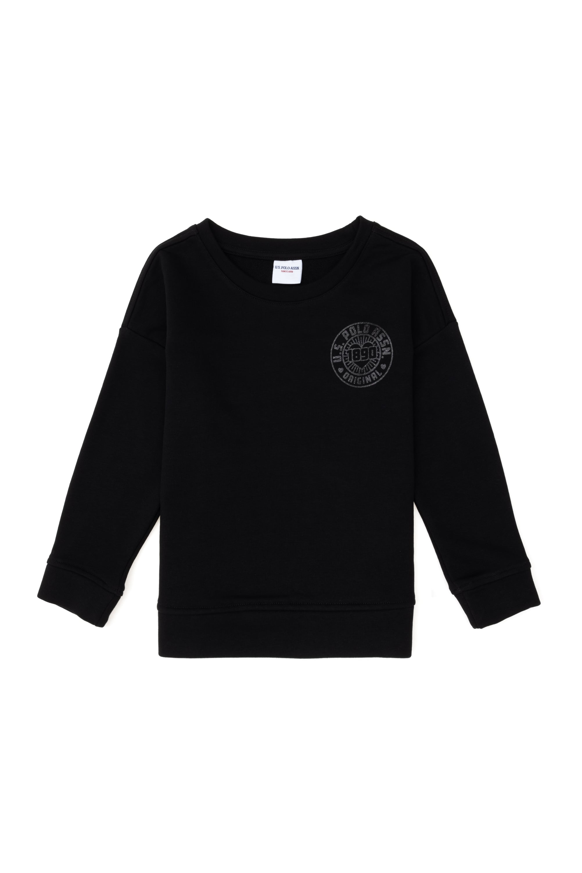 Kız Çocuk Siyah Bisiklet Yaka Basic Sweatshirt