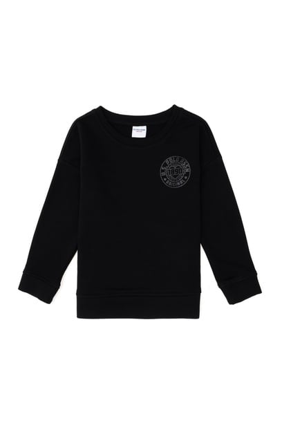 Kız Çocuk Siyah Bisiklet Yaka Basic Sweatshirt