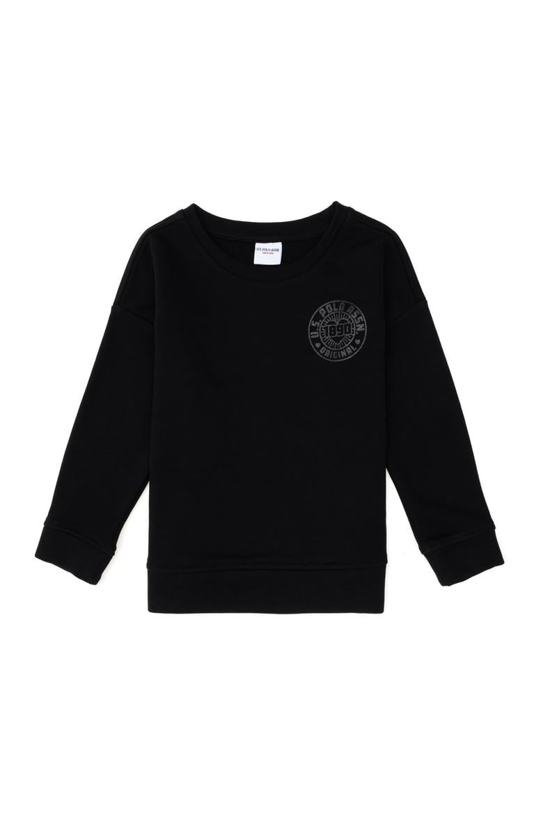Kız Çocuk Siyah Bisiklet Yaka Basic Sweatshirt - 50296391063
