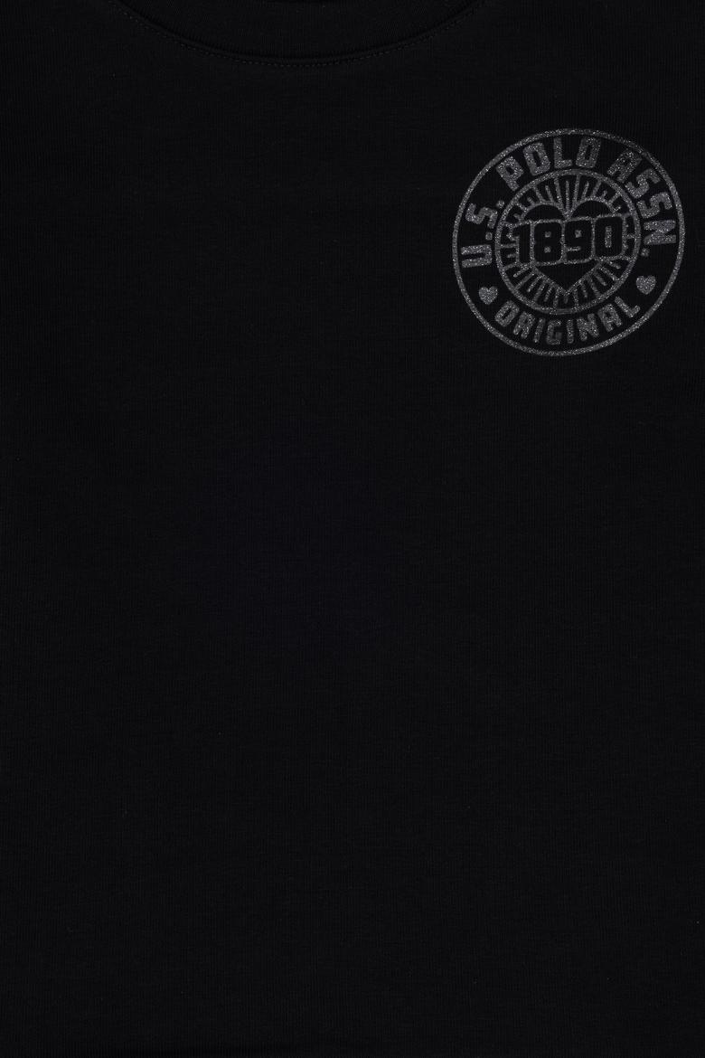 Kız Çocuk Siyah Bisiklet Yaka Basic Sweatshirt - 50296391063