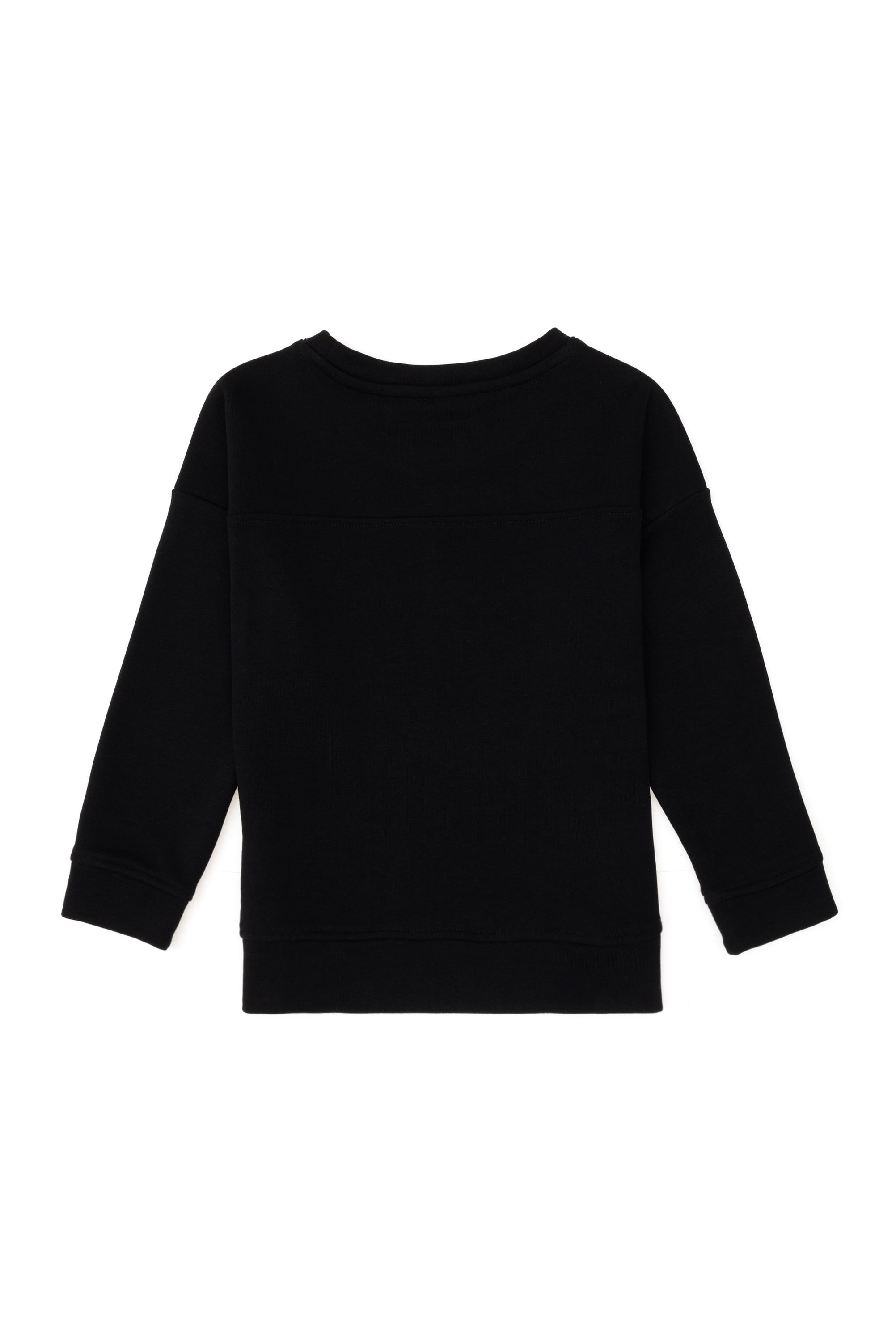 Kız Çocuk Siyah Bisiklet Yaka Basic Sweatshirt - Image 4