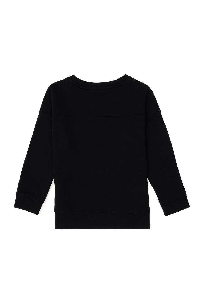 Kız Çocuk Siyah Bisiklet Yaka Basic Sweatshirt - 50296391063