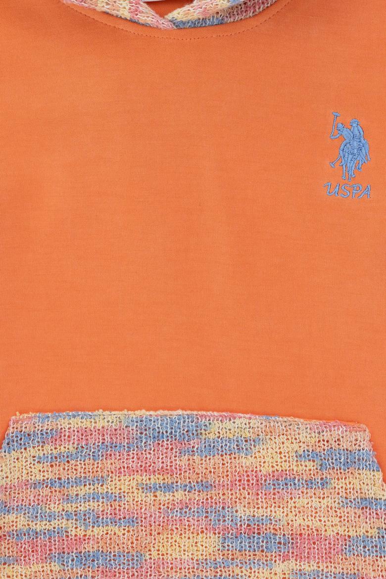 Kız Çocuk Somon Kapüşonlu Sweatshirt - 50290729016