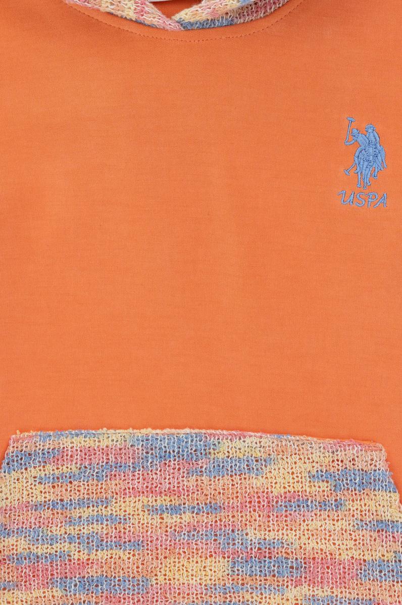 Kız Çocuk Somon Kapüşonlu Sweatshirt