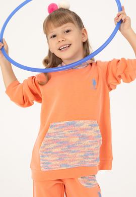 Kız Çocuk Somon Kapüşonlu Sweatshirt - 50290729016