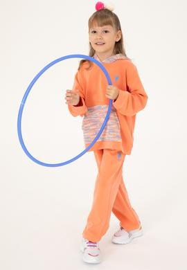 Kız Çocuk Somon Kapüşonlu Sweatshirt - 50290729016