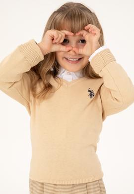 Kız Çocuk Kum V Yaka Basic Kazak - 50294198070