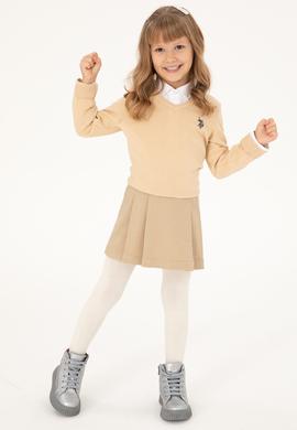 Kız Çocuk Kum V Yaka Basic Kazak - 50294198070