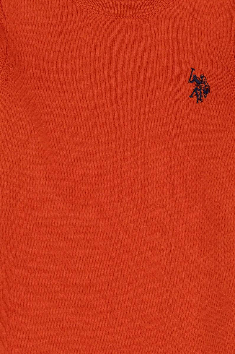 Kız Çocuk Kiremit Bisiklet Yaka Basic Kazak