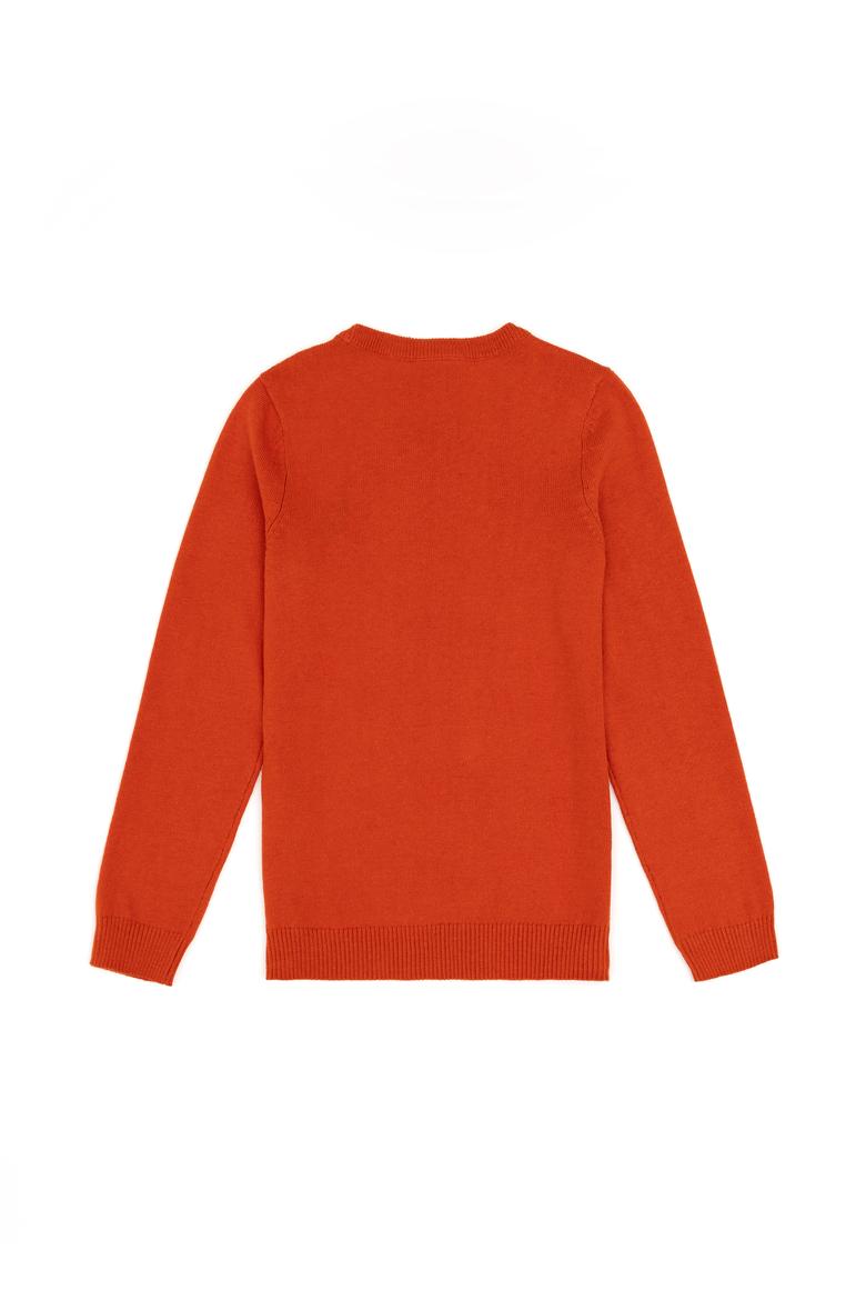 Kız Çocuk Kiremit Bisiklet Yaka Basic Kazak - 50293586126