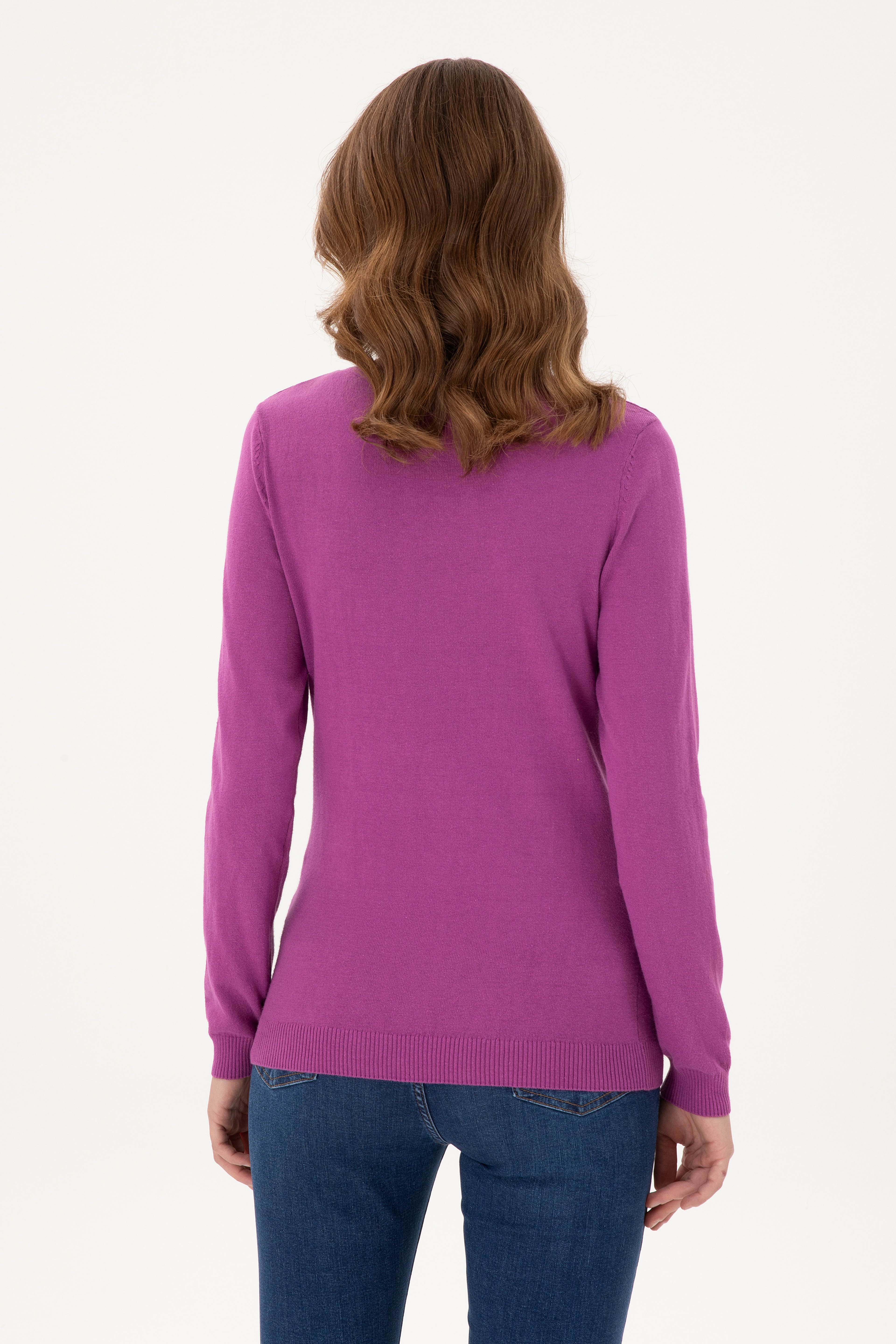 Kadın Violet Basic V Yaka Kazak - Image 5