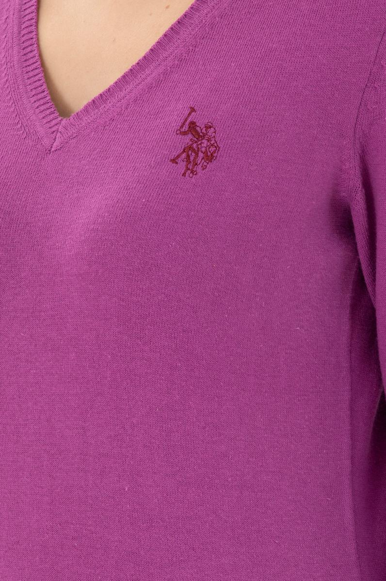 Kadın Violet Basic V Yaka Kazak