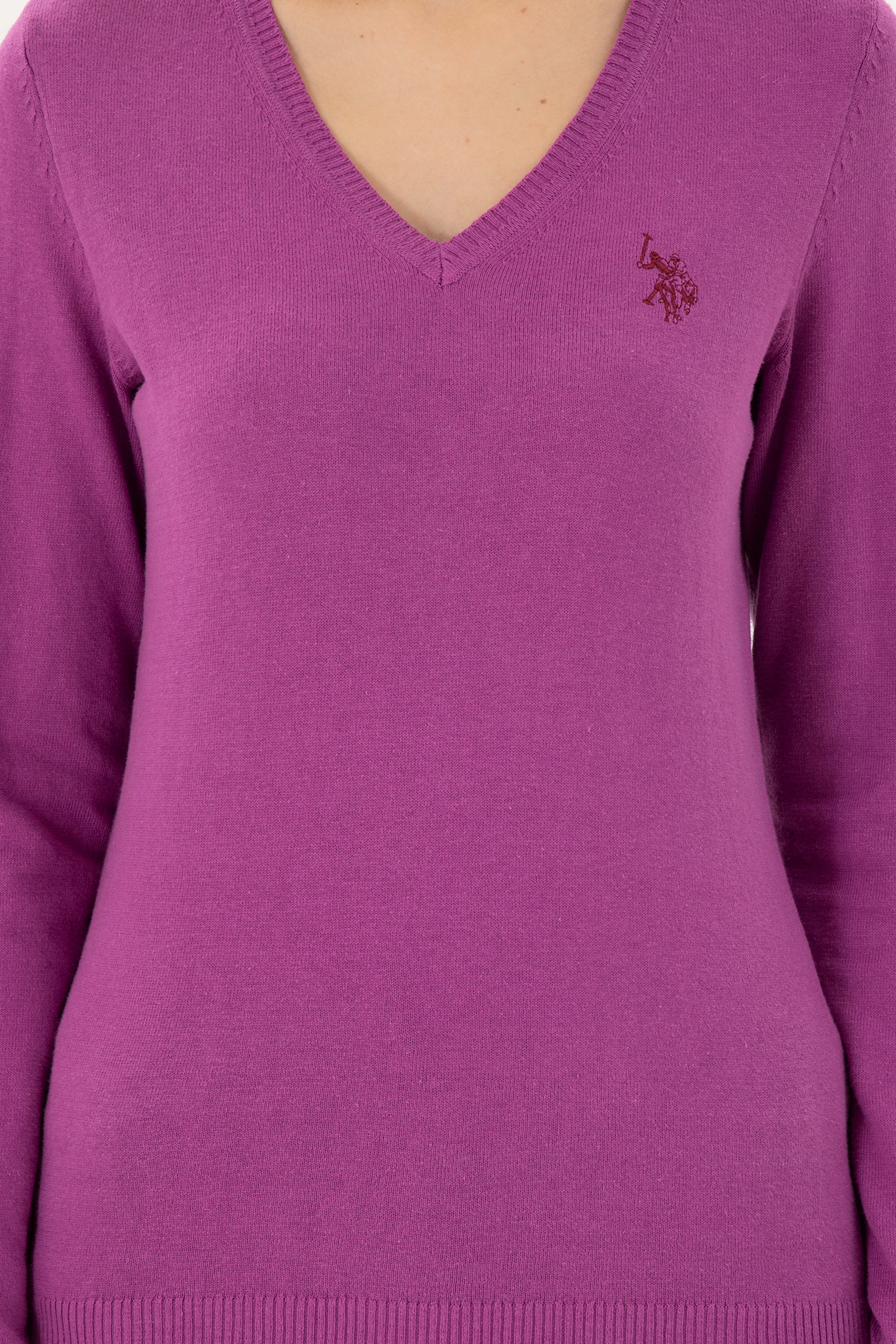 Kadın Violet Basic V Yaka Kazak - Image 6