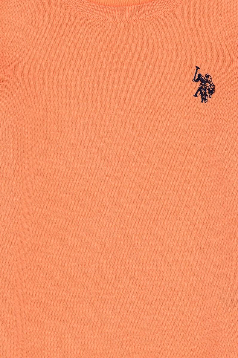 Kız Çocuk Somon Melanj Bisiklet Yaka Basic Kazak