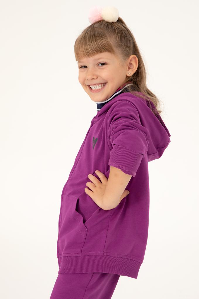 Kız Çocuk Menekşe Fermuarlı Sweatshirt