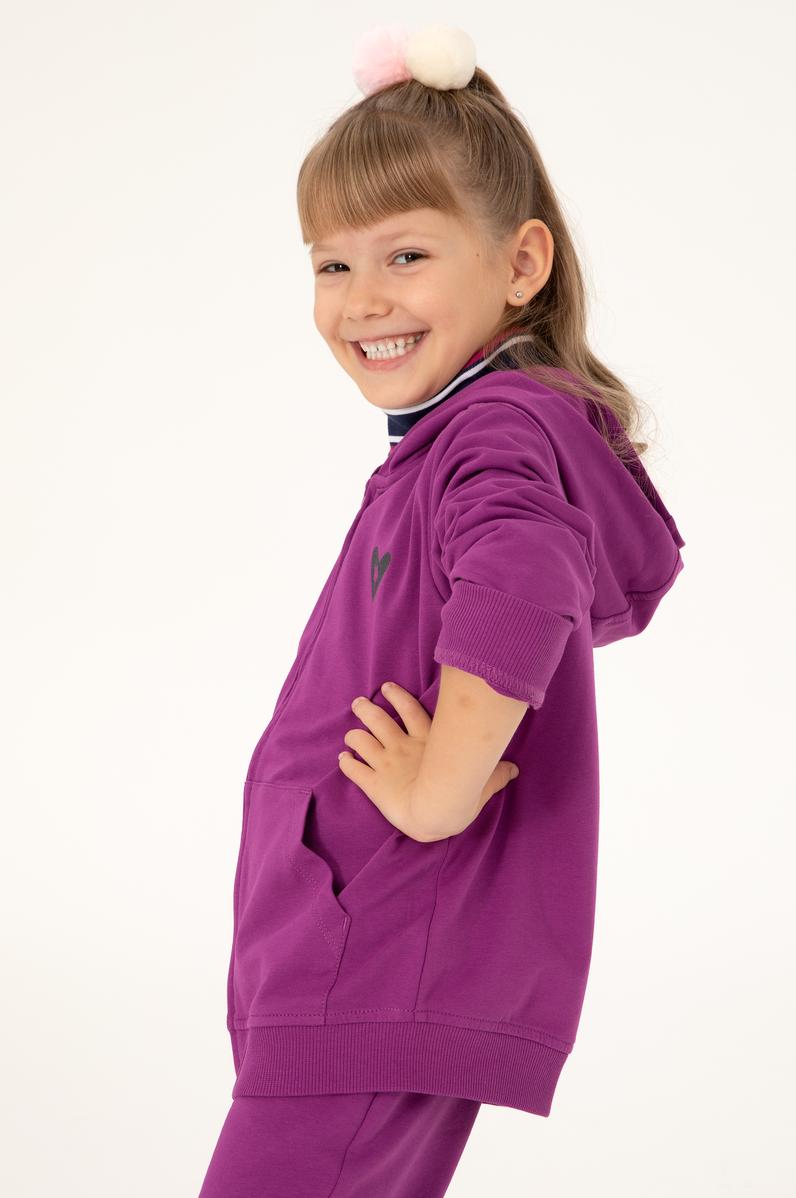 Kız Çocuk Menekşe Fermuarlı Sweatshirt