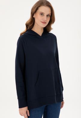 Kadın Lacivert Kapüşonlu Sweatshirt - 50296944032