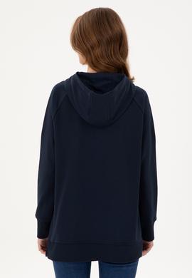 Kadın Lacivert Kapüşonlu Sweatshirt - 50296944032