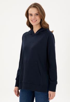 Kadın Lacivert Kapüşonlu Sweatshirt - 50296944032