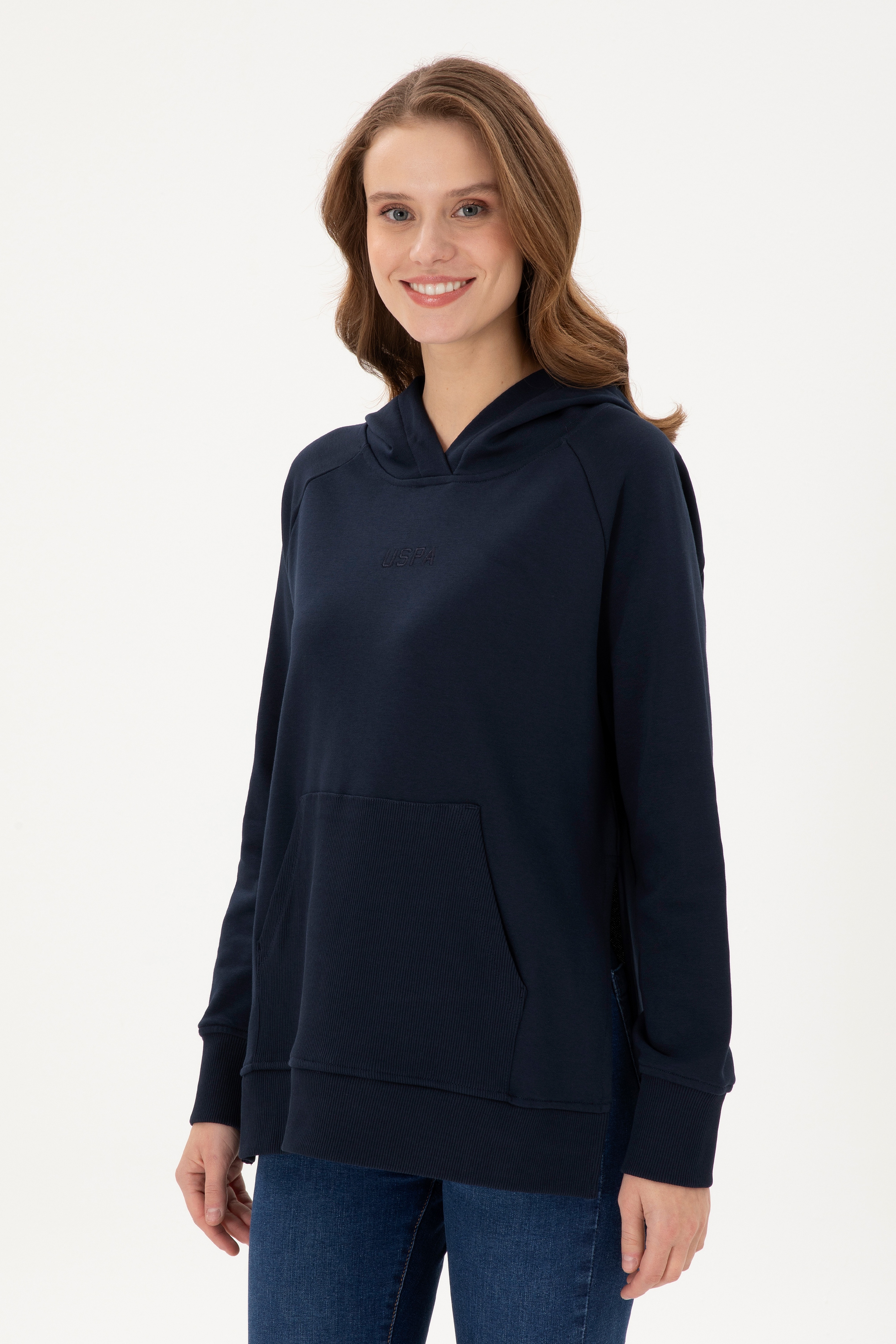 Kadın Lacivert Kapüşonlu Sweatshirt - Image 1
