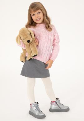 Kız Çocuk Gri Melanj Triko Etek - 50298585021