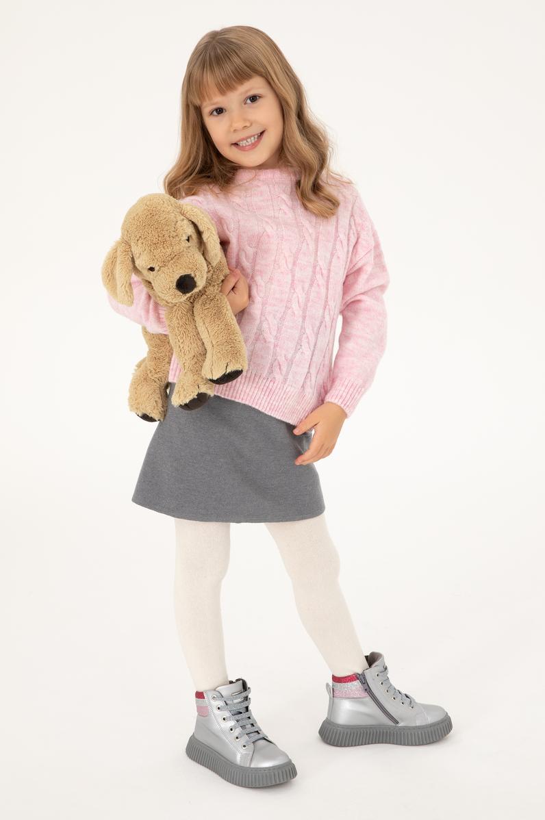 Kız Çocuk Gri Melanj Triko Etek