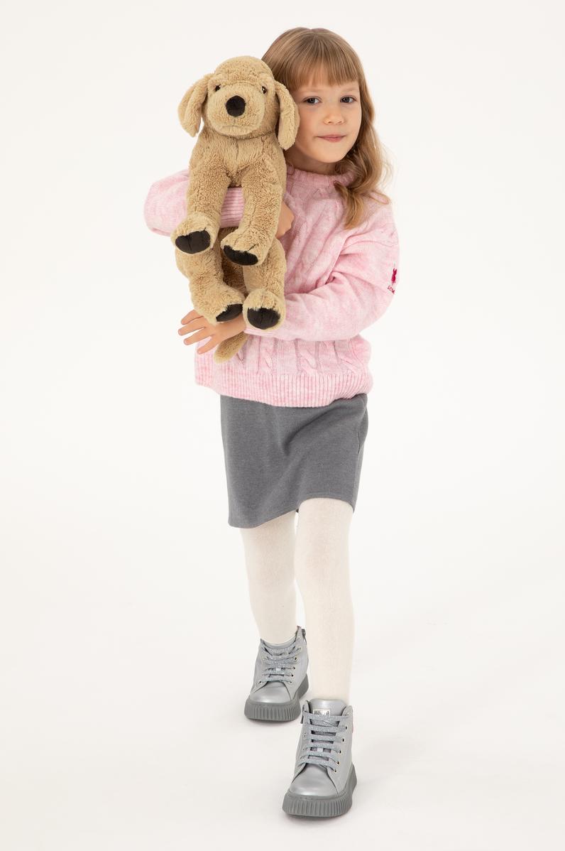 Kız Çocuk Gri Melanj Triko Etek